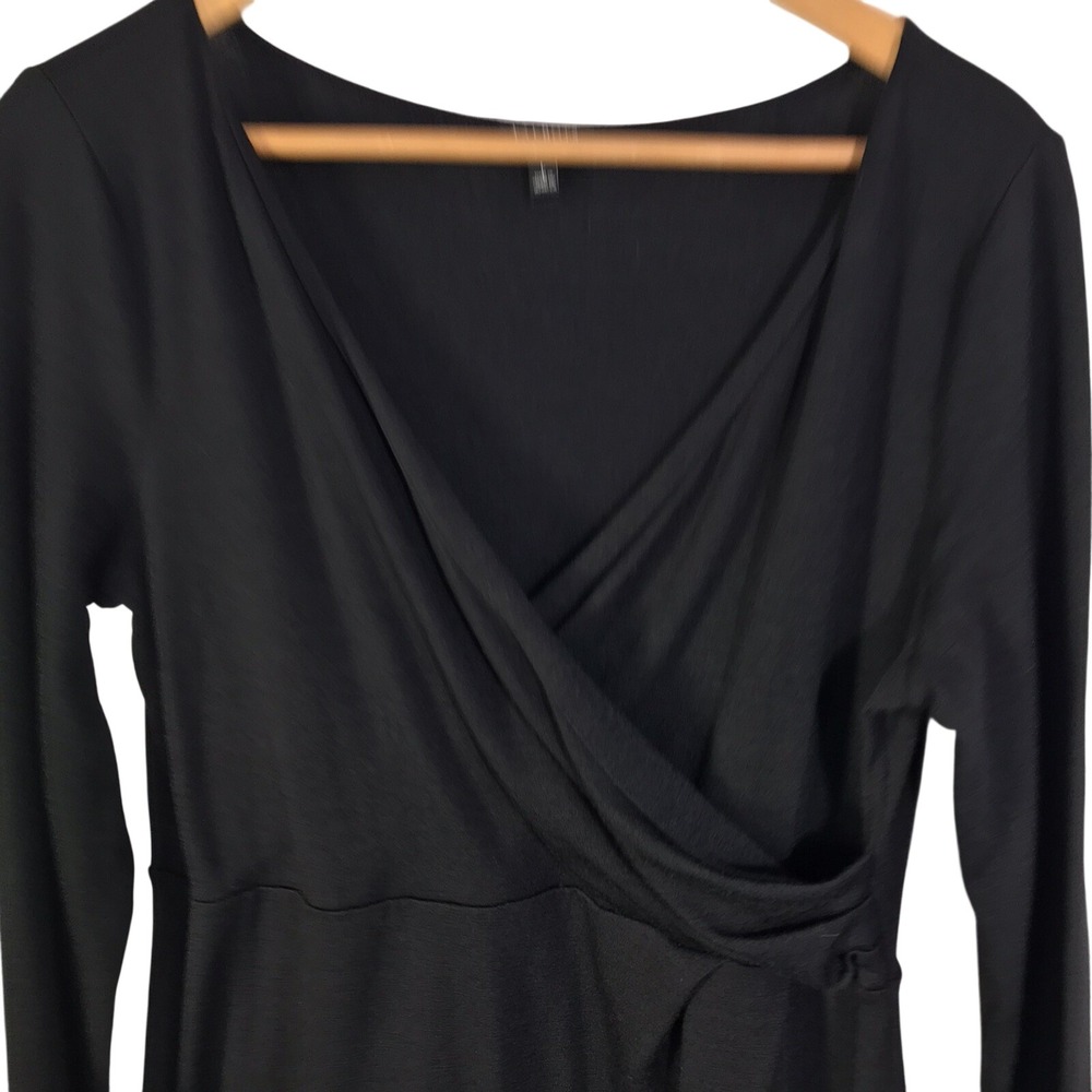 Talbots Black Long Sleeve Faux Wrap Knit Dress Women's Size Medium - Picture 4 of 10